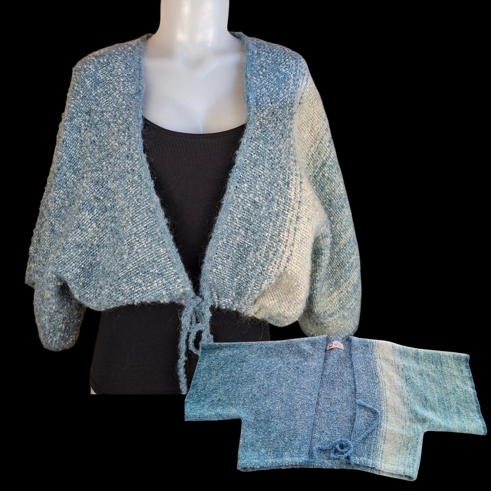 Handmade Wool Knitted Bolero Vest Cardigan Medium/Large Grano Boho Hippie